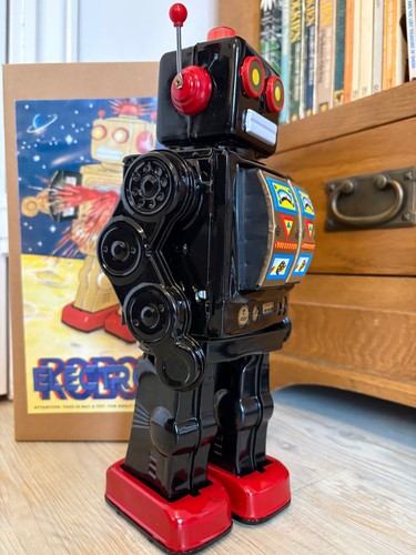 Me100 black tin robot vintage - black,