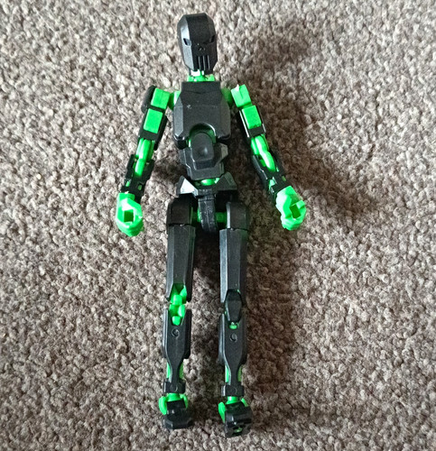 Black green poseable robot - green,